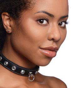 Bling Vixen Leather Choker with Rhinestones