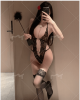 Yiyue sexy lingerie purple jumpsuit women pure desire sexy lace seduction plus size uniform no take off pajamas 1013