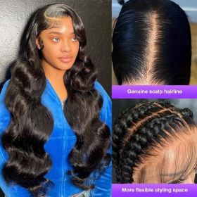 13x4 Lace Front Human Hair Wigs Natural Color Body Wave Density (Option: 8inch)